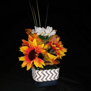 Fall faux flower arrangement